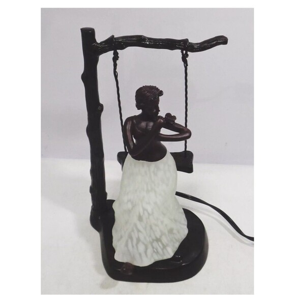 Young Lady On A Swing  Bronze And Glass Table Lamp Terra Cottage TL3390-MB - Picture 8 of 9